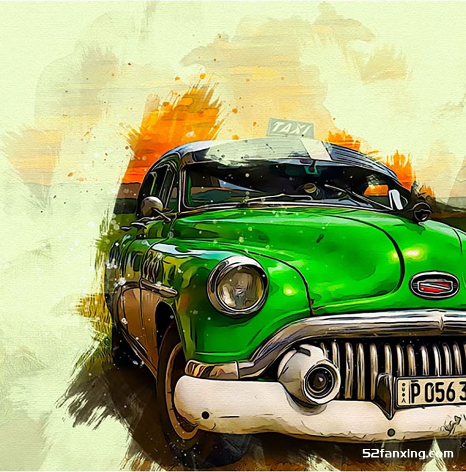 PS中文动作–油性水彩画Photoshop动作 Oily Watercolor Painting Action附视频教程