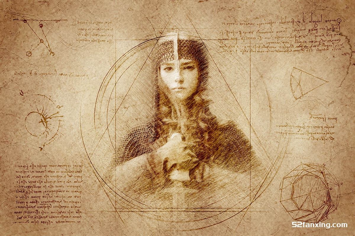 中文版PS动作-莱昂纳多绘画效果PS动作 Leonardo Photoshop Action附教程