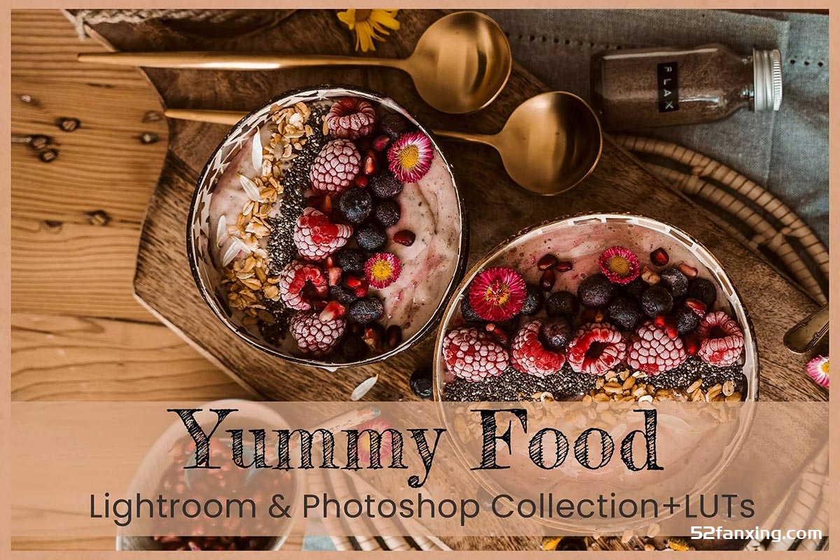 8个美食摄影后期调色Lightroom预设 LUT美食视频调色 8 Yummy Food Lightroom Presets