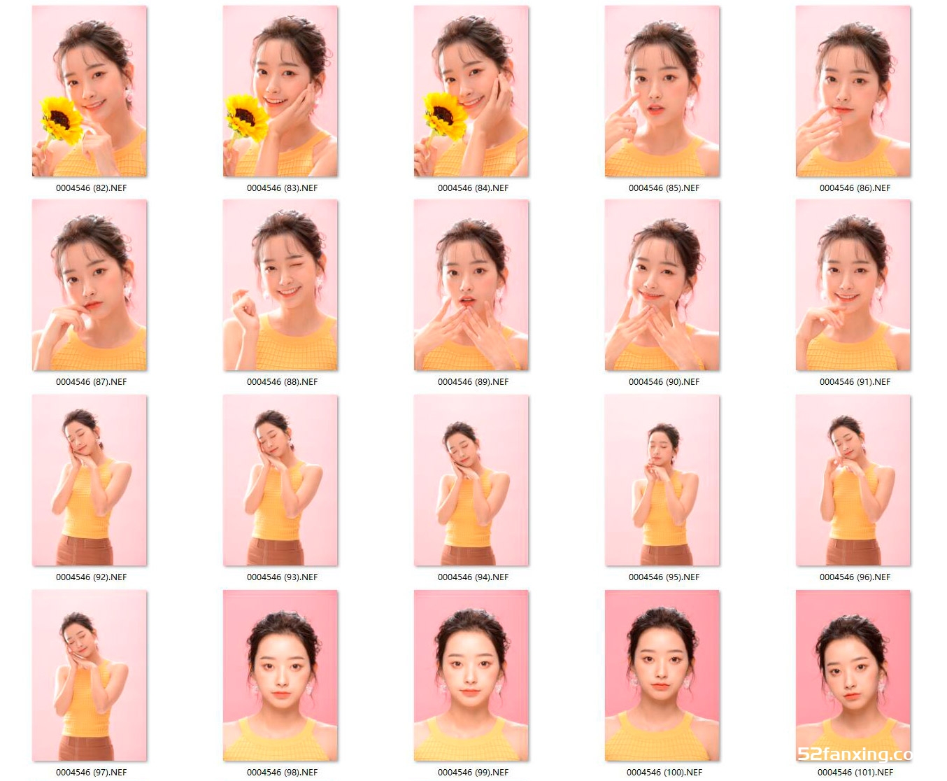 106张可爱美女棚拍RAW原图,人像后期修图练习RAW素材