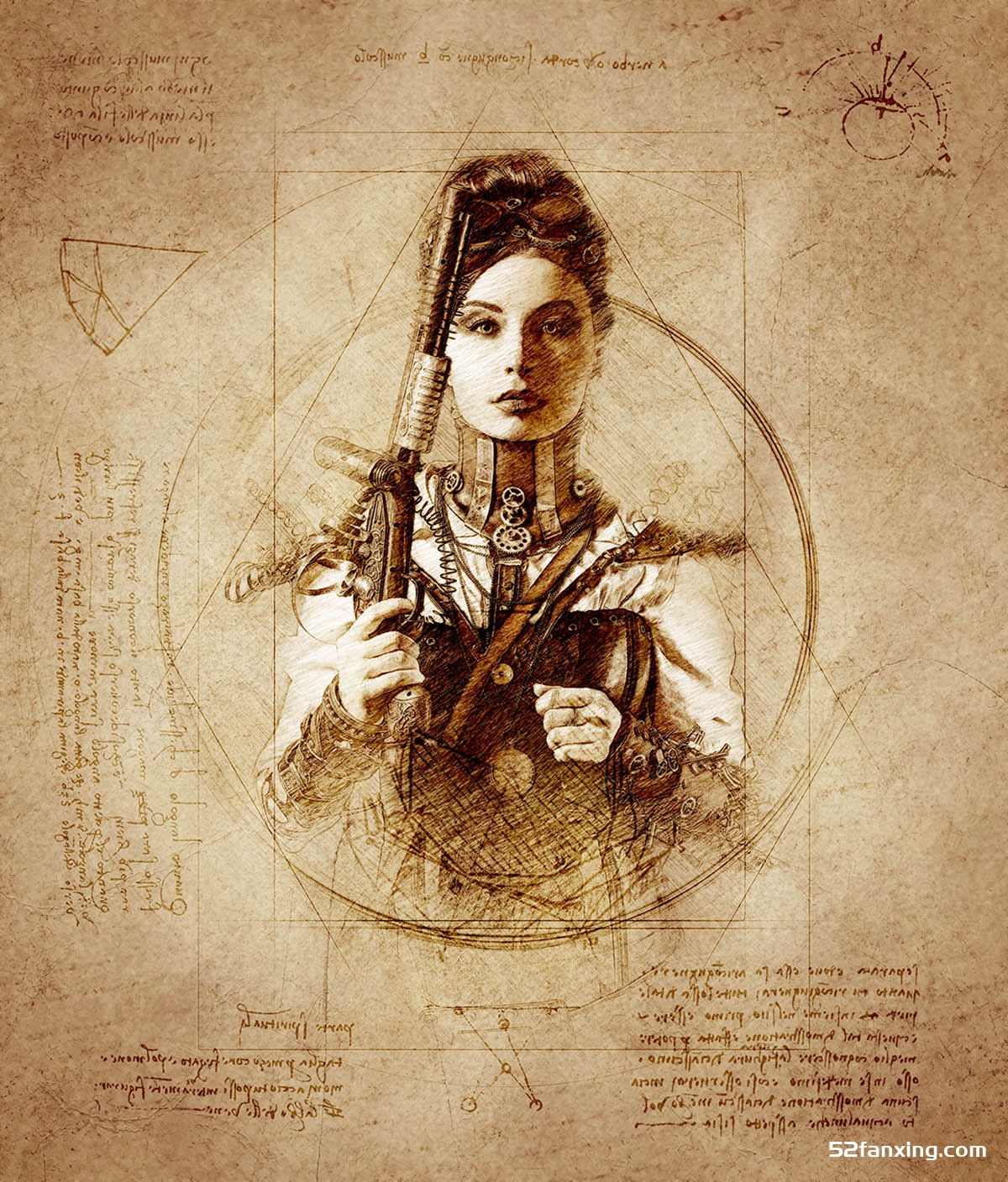 中文版PS动作-莱昂纳多绘画效果PS动作 Leonardo Photoshop Action附教程